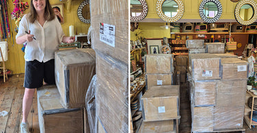 Unboxing a delivery from India in AARVEN's Margate store