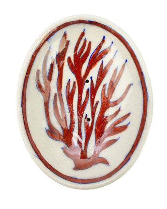 Jaipur Hand Painted Indian Soap Dish 'Coral'