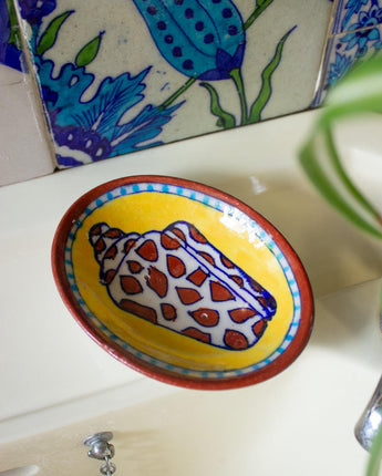 Jaipur Hand Painted Indian Soap Dish 'Shell'