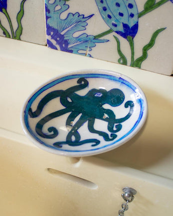 Jaipur Hand Painted Indian Soap Dish 'Octopus'