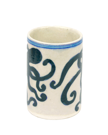 Hand Painted Indian Toothbrush Holder 'Octopus'