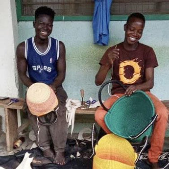 Ghanaian Woven Cat Basket 'Chia Seeds'-Pet Bed-AARVEN