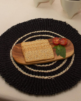 Handwoven Sisal Circle Table mat/Placemat 'Charcoal and Natural'-Placemat-AARVEN