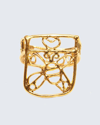 Honey Bee Brass Lace Ring-Ring-AARVEN