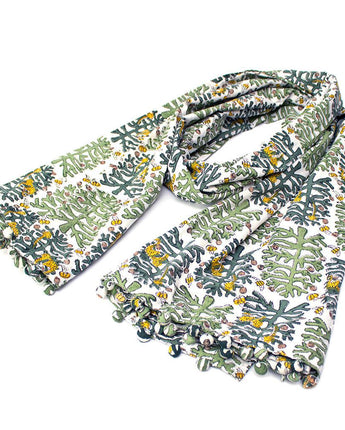 Indian Block Printed Scarf / Wrap 'Monkey Puzzle'-Scarf-AARVEN