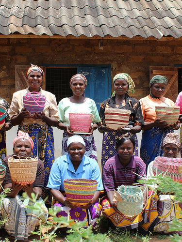 Kenyan Sisal Basket 'Turmeric and Natural' Set of Three-Storage Basket-AARVEN