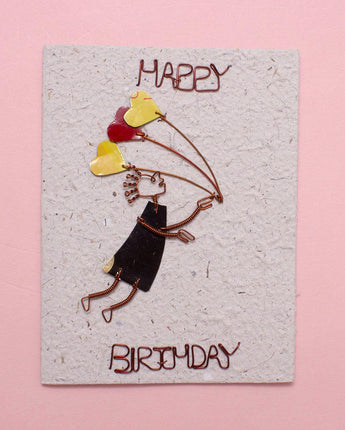 KICK Recycled Wire Card 'Happy Birthday Whisked Away'-Greeting Card-AARVEN