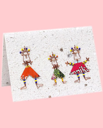 KICK Recycled Wire Card 'Happy Family'-Greeting Card-AARVEN