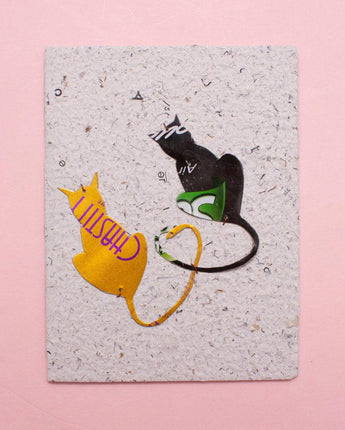 KICK Recycled Wire Card 'Love Cats'-Greeting Card-AARVEN
