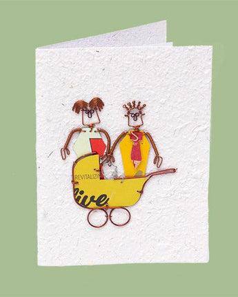 KICK Recycled Wire Card 'Parents and Pram'-Greeting Card-AARVEN