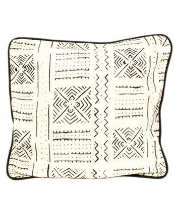 Mud Cloth Piped Cushion Cover 'Lafun Village'-Cushion Cover-AARVEN