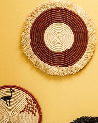 Round Place Mat Natural and Tan-Placemat-AARVEN