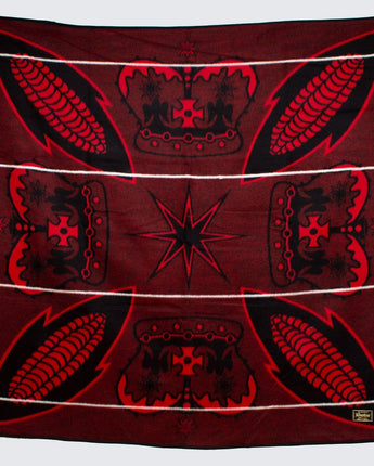 Small Khotso Traditional Basotho Blanket 'Red & Black Corn Cobs'-Blanket-AARVEN