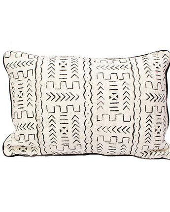 Small Mud Cloth Piped Cushion Cover 'Asida'-Cushion Cover-AARVEN