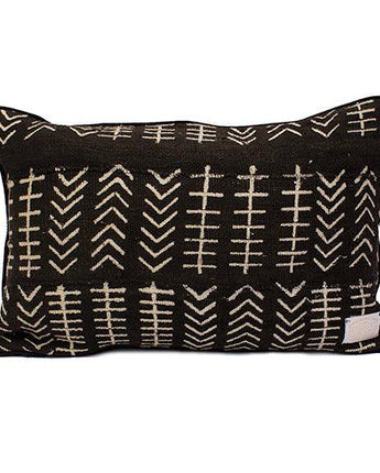 Small Mud Cloth Piped Cushion Cover 'White Tracks'-Cushion Cover-AARVEN