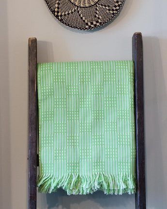 Tanzanian Table Cloth 'Lime Green Check'-Table Cloth-AARVEN
