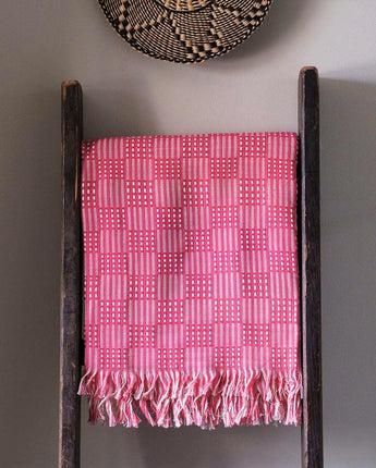 Tanzanian Table Cloth 'Rose Pink Check'-Table Cloth-AARVEN