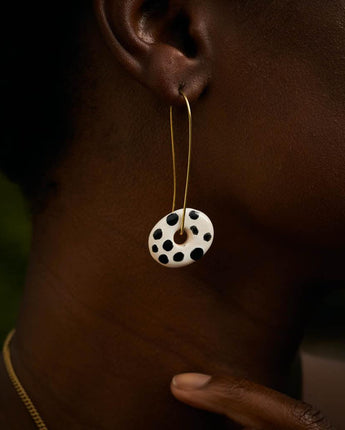 Zawadi Ceramic Earrings 'Polka Dots and Stripes'-Earrings-AARVEN