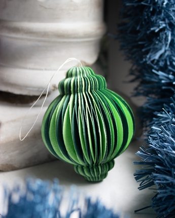 Indian Recycled Paper Decoration 'Small Green Bauble'