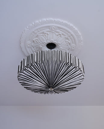 Origami Paper Lightshade Saucer 'Black Hand Drawn Stripes'