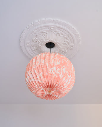Delicate paper lightshade globe with traditional Indian Toile motif
