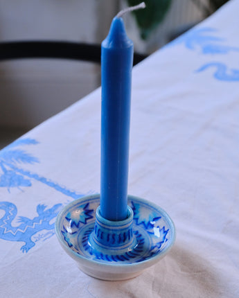 Kite Festival Hand Painted Indian Candle Stick Holder 'Royal Blue'