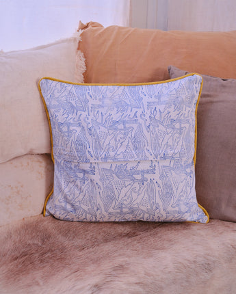 Indian Organic Cotton 45cm x 45cm Piped Cushion Cover 'Kingfisher'