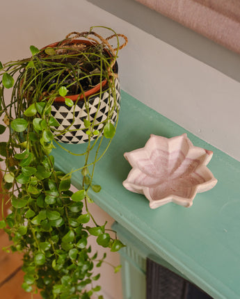 Kenyan Soapstone Lotus Flower Trinket Bowl