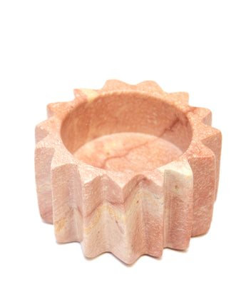 Kenyan Soapstone Tea Light Candle Holder 'Star' Pink