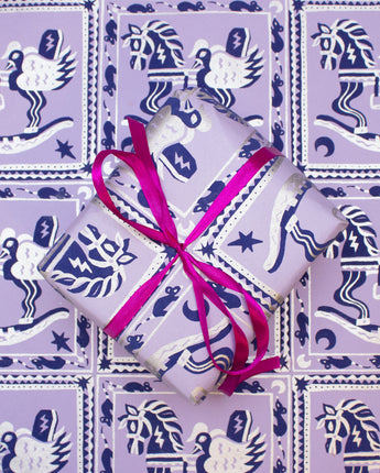 Lilac Rocking Horse Hand Printed Gift Wrap