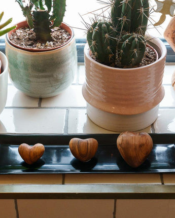 Kenyan Soapstone Hand Carved Plant Pot Tray 'Black'