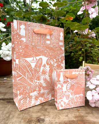 Hand Printed Recycled Paper Gift Bag 'Indian Toile'