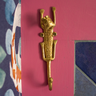 Handcrafted Ghanaian Ashanti brass hook with leopard design for coats or keys