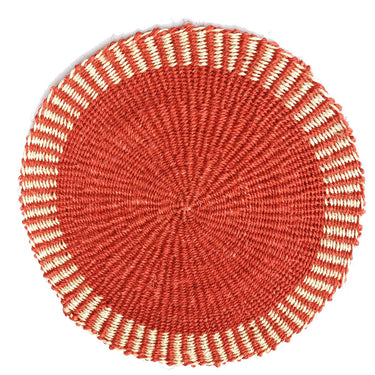 Handwoven Sisal Circle Table mat/Placemat 'Terracotta Striped Edge'