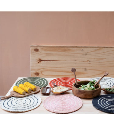 Handwoven Sisal Circle Table mat/Placemat 'Terracotta and Natural'