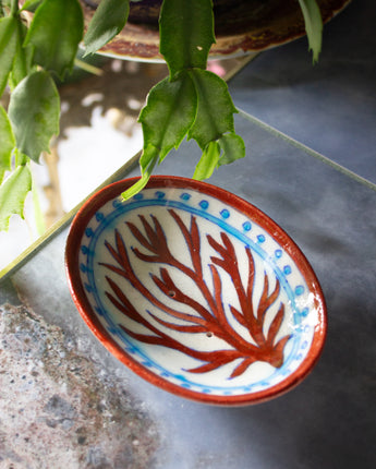 Jaipur Hand Painted Indian Soap Dish 'Coral'