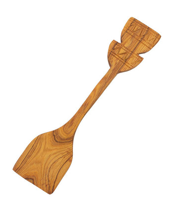 Olive Wood Spatula with Carved Handle