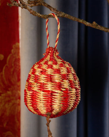 Ghanaian Handwoven Hanging Ornament 'Red Check'