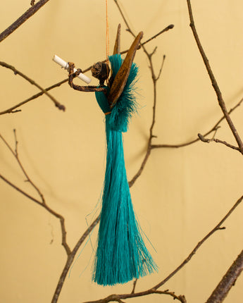 Handmade Christmas angel decoration crafted from natural fibers