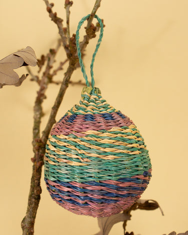 Ghanaian Handwoven Ornament 'Ocean Crosshatch'