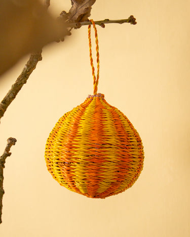 Ghanaian Handwoven Ornament 'Citrus Stripe'