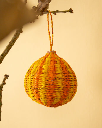 Ghanaian Handwoven Christmas Ornament 'Citrus Stripe'