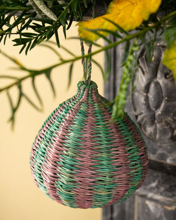 Ghanaian Handwoven Christmas Ornament 'Ocean Stripe'