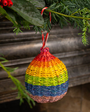 Ghanaian Handwoven Christmas Ornament 'Rainbow Stripe'