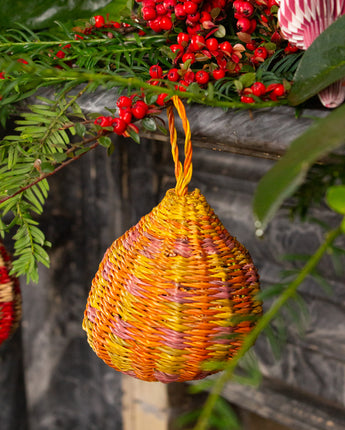 Ghanaian Handwoven Christmas Ornament 'Citrus Check'