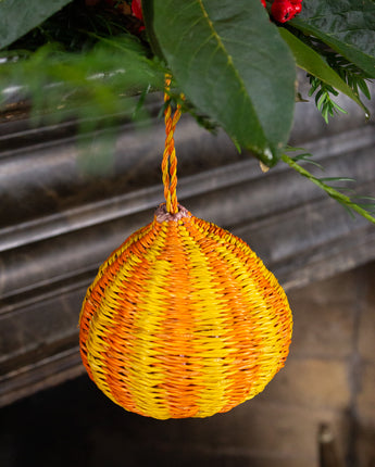 Ghanaian Handwoven Christmas Ornament 'Citrus Stripe'