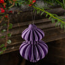 Lilac paper bauble decoration for festive sustainable christmas decoration.