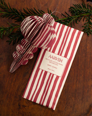 Indian Recycled Paper Decoration 'Large Berry Stripe' — Large
