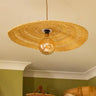 Ghanaian flat woven wicker ceiling lightshade handmade in Ghana