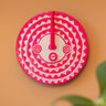 Fluoro Pink and White mini African sun mask wall decor on peach background